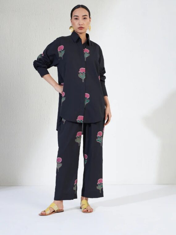 Black Hand Block Print Gulnaar Olivia Co-Ord Set