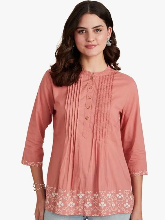 Pink Pleated Kurti Top